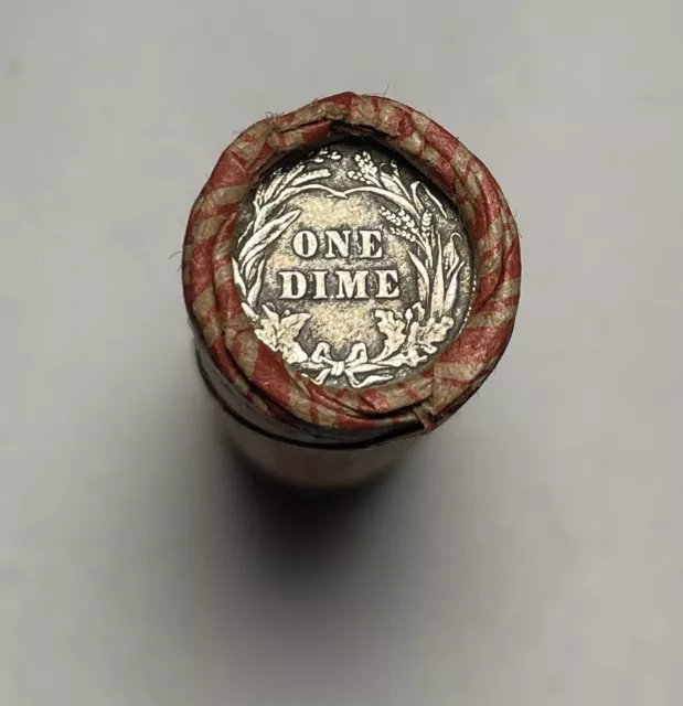 Lincoln Wheat Penny Cent Rolls Capped with SILVER Barber Dimes Collector Rolls!