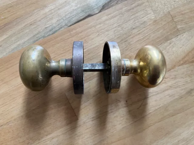 Reclaimed Large Heavy Brass Door Knobs - Pair