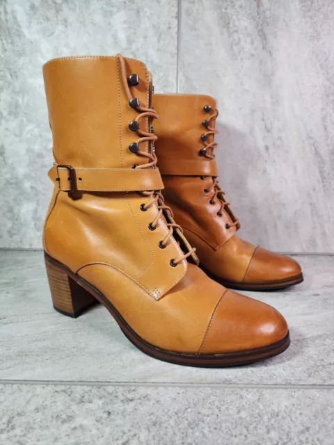 Wolverine 1000 Mile X Samantha Pleet Tan Blixen Heeled Mid Calf Boot Wmns Sz 8.5