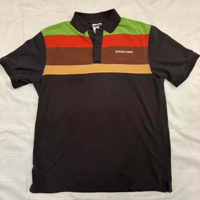 Vintage Burger King Work Employee Uniform Polo Shirt Y2K