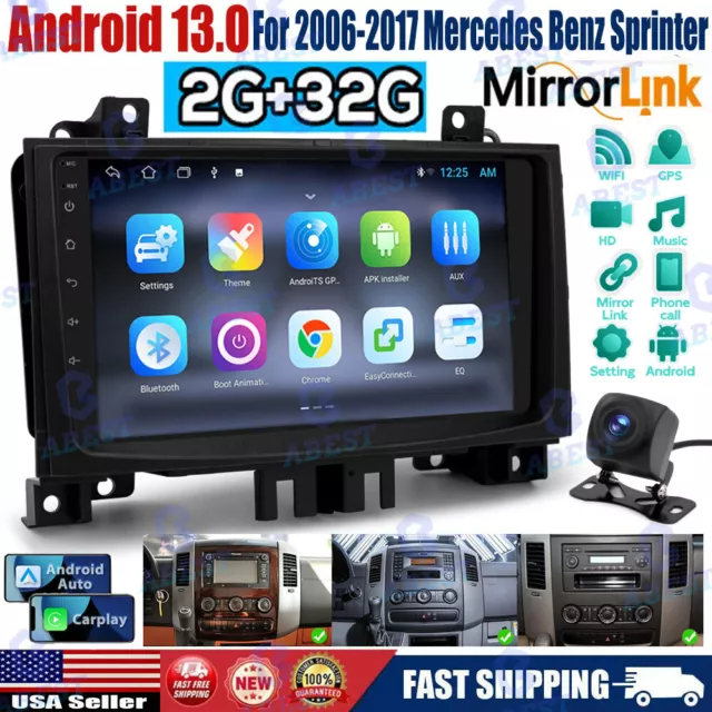 Fit 2006-2017 Mercedes-Benz Sprinter Android 13 Radio Stereo GPS Wifi Carplay FM