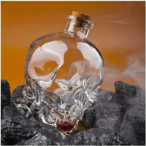 Crystal Glass Skull Bottle - Halloween Potion Bottle