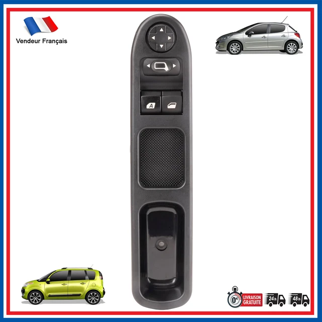 Bouton De Commande Levée De Vitre Pour Peugeot 207 - Référence 6554.QC, Gauche Avant