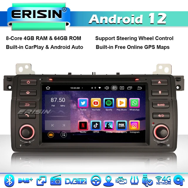 8-Cœurs 64GO Android 12 Autoradio GPS BMW Série 3 E46 M3 ROVER 75 MG ZT CarPlay