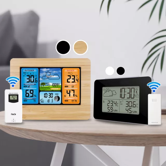 Wireless Weather Station Digital LCD Clock Calendar Thermometer Indoor & Outdoor