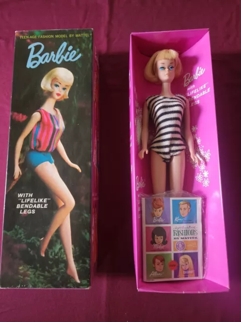 vintage BLONDE HAIR  Teen Age Fashion Model 1070 BARBIE  WITH BENDABLE LEGS-1964