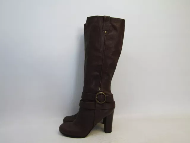 NINE WEST Womens Size 8.5 M Brown Leather Zip Knee High Fashion Boots