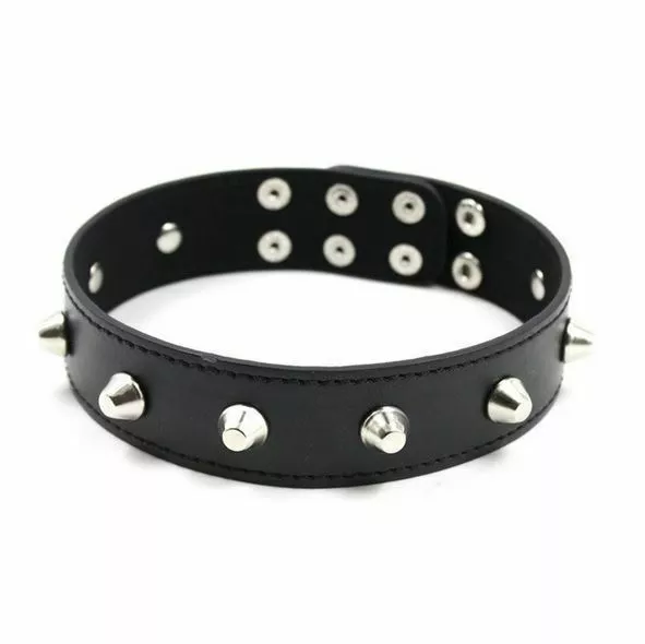 Collier de soumise / esclave en "cuir" avec rivets 3cm  / SM / Domination / Punk