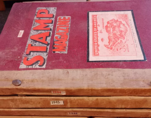 Stamp Magazine in binders 1944 to 1946 stamp ads collections