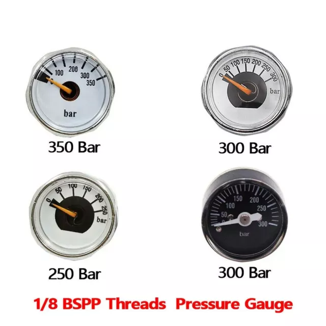 Neu Meter White 1/8BSP Biack Manometer Microm Paintball Pressure Gauge