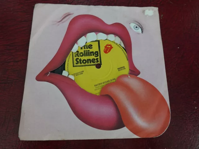 Rolling Stones BROWN SUGAR 1971 UK  7" W/TONGUE SLEEVE PLAYS NEAR MINT HEAR