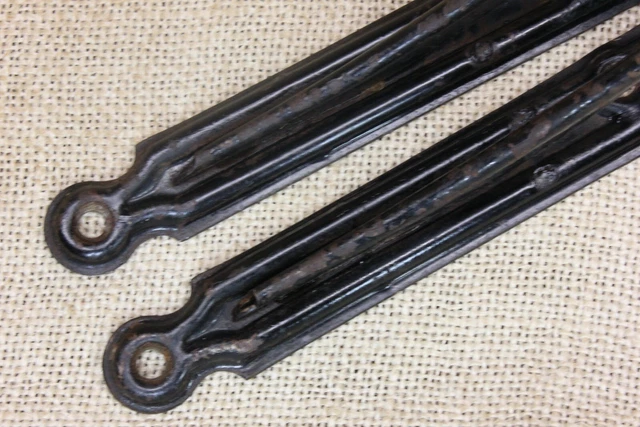 2 Old Shelf Support Brackets 6 X 8" Rustic Black Paint Vintage Industrial Steel 6