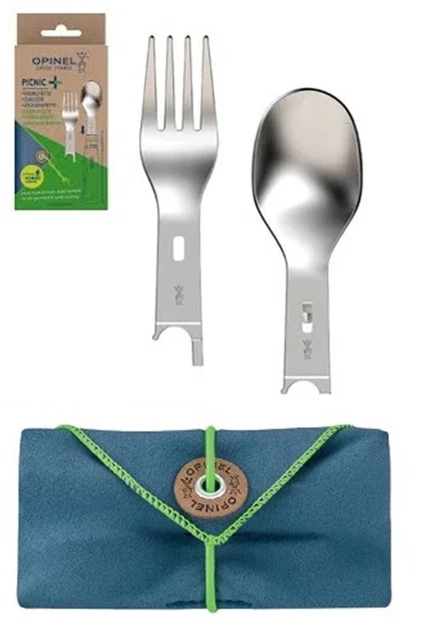 Set 2 Posate Titanio Per Campeggio - Spork Cucchiaio Forchetta 2in1 Ultra Leggero