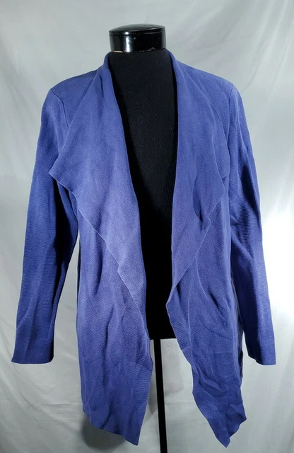 Eileen Fisher Sweater Open Front Cardigan Purle Silk Blend Women's Size. Large