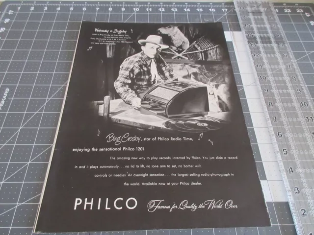 1947 Philco Radio: Wednesday Is Bingsday LG Vintage Print Ad