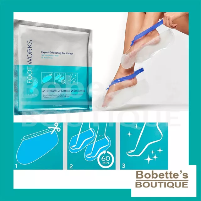 FOOTWORKS AVON MASQUE EXFOLIANT pour les Pieds à l'Acide Glycolique & Aloé Vera