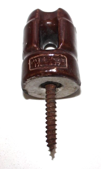 Vintage Glazed Brown Ceramic Porcelain Electric Power Line Insulator SR Co