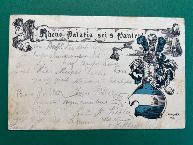 Studentika - Couleurkarte Rheno-Palatia München - gel. 1904