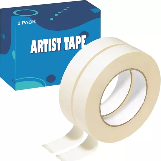 2 Pack White Artist Tape, Art Masking Artist Tape for Watercolor Painting Drafti