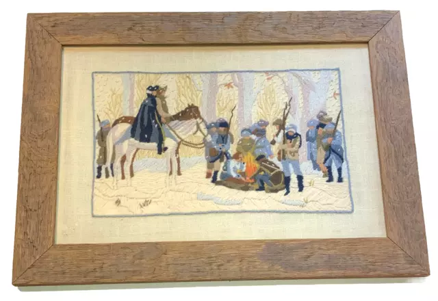 De colección G. Washington at Valley Forge escena de invierno caballos acabado marco de credela
