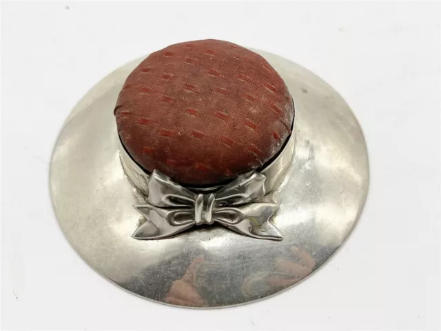 Antique Solid Sterling Silver Victorian Bonnet Hat Ladies Pin Cushion Holder Antique Solid Sterling Silver Victorian Bonnet Hat Ladies Pin Cushion Holder