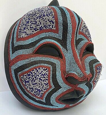 African Beaded Mask Beautiful Tribal Wall Hanging Unique Handcrafted African Art