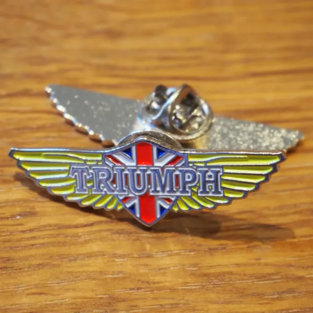 Motorcycle Vintage Biker Jacket Vest Cafe Racer Enamel Pin Badge TRIUMPH WINGS