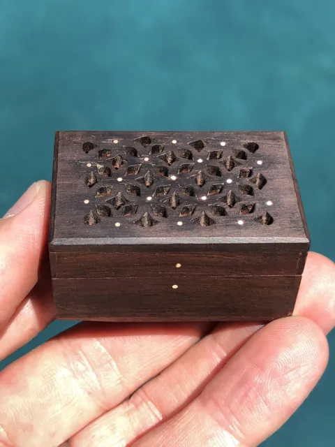 Small Rosewood and Brass Trinket or Cricket Box