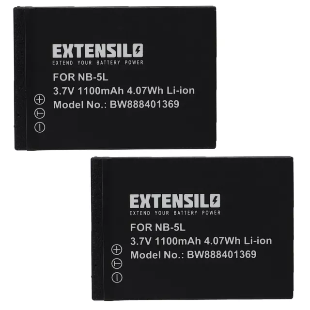 2x Battery for Canon Digital Ixus 800 is 850 is 100 IS 870 is 860is 1100mAh
