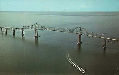 Vintage Postcard Sunshine Skyway High Span Bridge Across Tampa Bay Florida FL