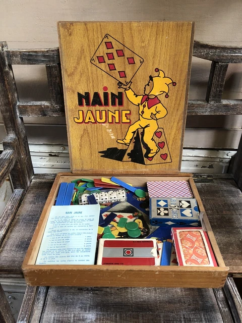 Jeu Ancien Nain Jaune En Bois Et Jetons Carton - Vintage Années 1960 - Décoration