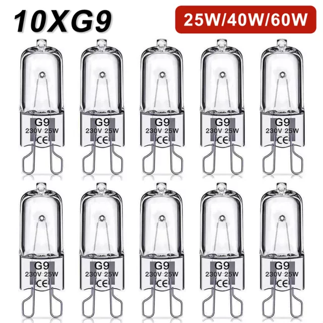 10xG9 Halogen Stiftsockellampe 25W 40W 60W 230V 240V Warmweiß Leuchtmittel Birne