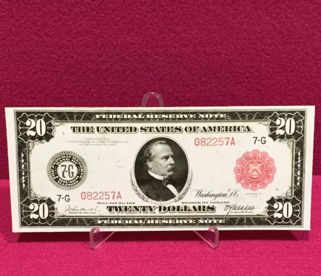 1914 $20 Twenty Dollar Bill Large Note (Sticker!) (Read Description!)