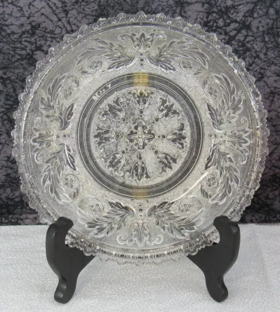 Boston & Sandwich Pressed Tulip & Acanthus Leaf Lacy Flint Glass 7 1/2" Bowl