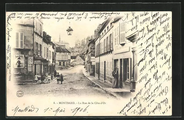 CPA Montbard, La Rue de la Côte-d´Or, vue de la rue 1906