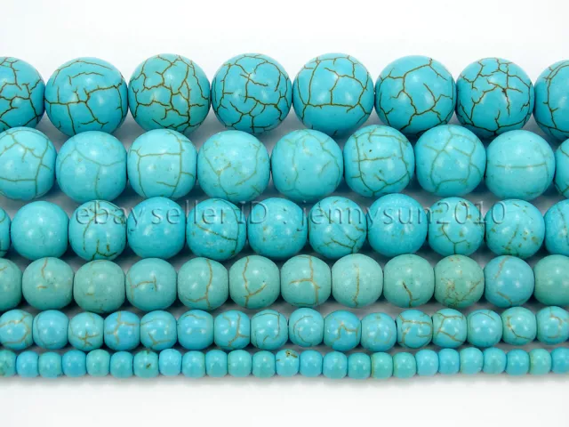 Howlite Turquoise Gemstone Round Loose Beads 15'' 4mm 6mm 8mm 10mm 12mm 14mm