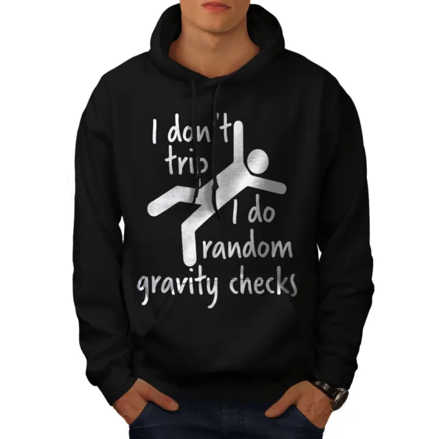 Wellcoda Gravity Checks Mens Hoodie, Funny Slogan Casual Hooded Sweatshirt