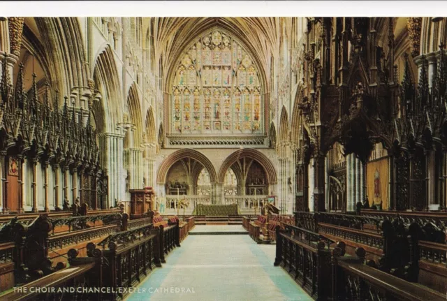 Old Postcard - The Choir and Chancel, Exeter Cathedral - Unposted 0999