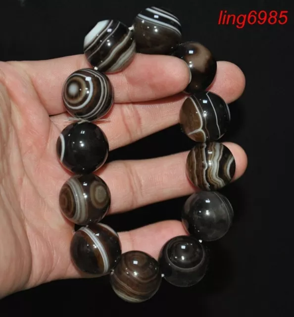 China Chinese Natural Agate Onyx Carved Exorcism amulet Bracelet hand chain
