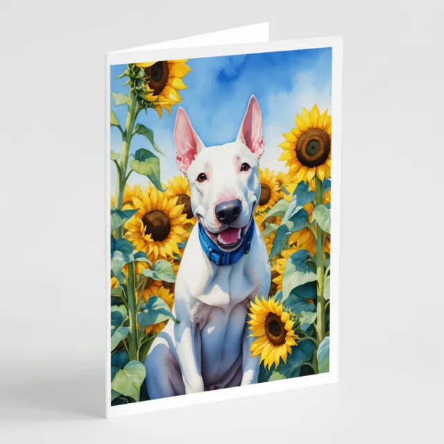 English Bull Terrier in Sunflowers Cards and Envelopes Pack of 8 DAC6071GCA7P