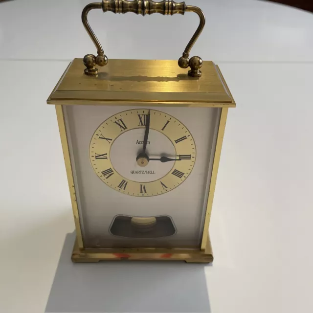 Vintage Acctim Quartz Brass bell striking Carriage Clock West Germany (J)