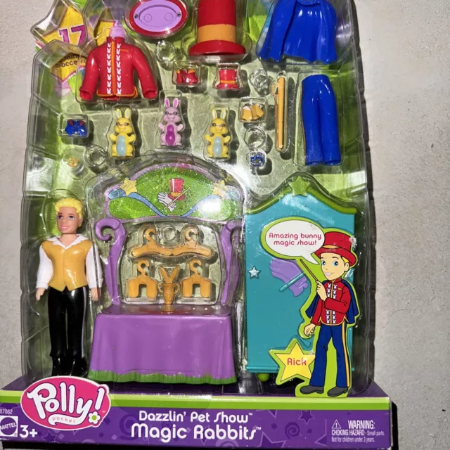 Vintage Polly Pocket Dazzlin Pet Show Magic Rabbits Rick 2003 New