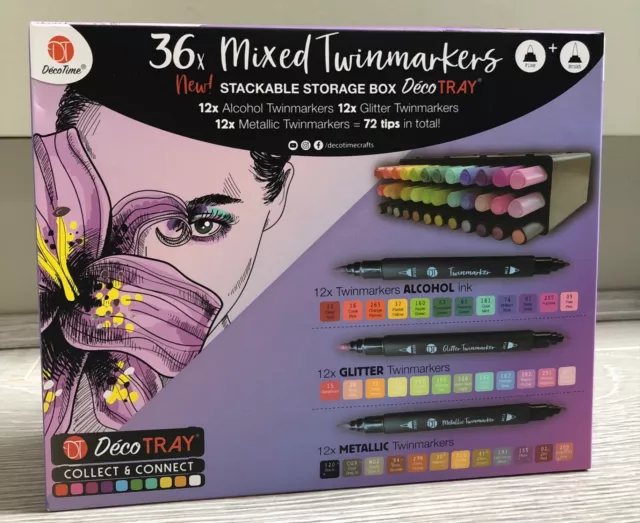 Pack of 60 Twin Markers With Stackable Tray