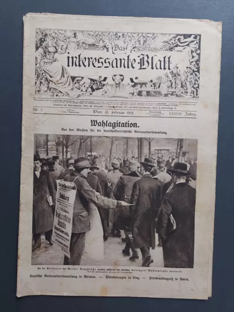 Das interessante Blatt - Nationalversammlung in Weimar, Friedenskongress Paris