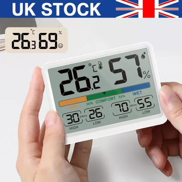 LCD Temperature Humidity Meter Indoor Digital Hygrometer Thermometer with Clock*