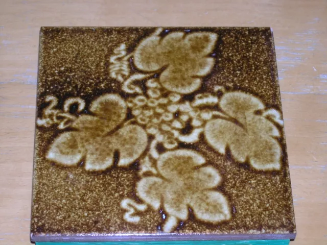 Vintage Amber Color Grapes & Vines Tile Turned Trivet 6x6'