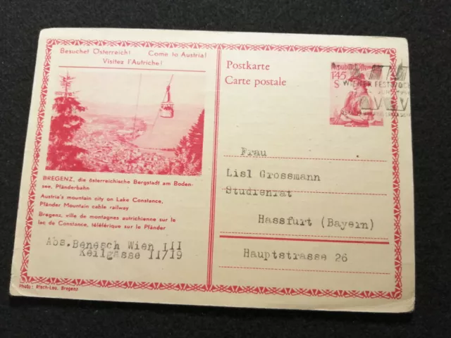 Österreich 14.04.1956 - Postkarte Ganzsache Wiener Festwoche, Hassfurt