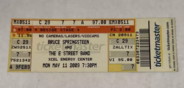 May 11 2009 Bruce Springsteen E Street Band Concert Ticket Stub Minneapolis MN