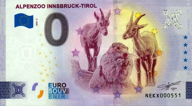 Null Euro Schein - 0 Euro - Österreich - Alpenzoo Innsbruck-Tirol 2022-3