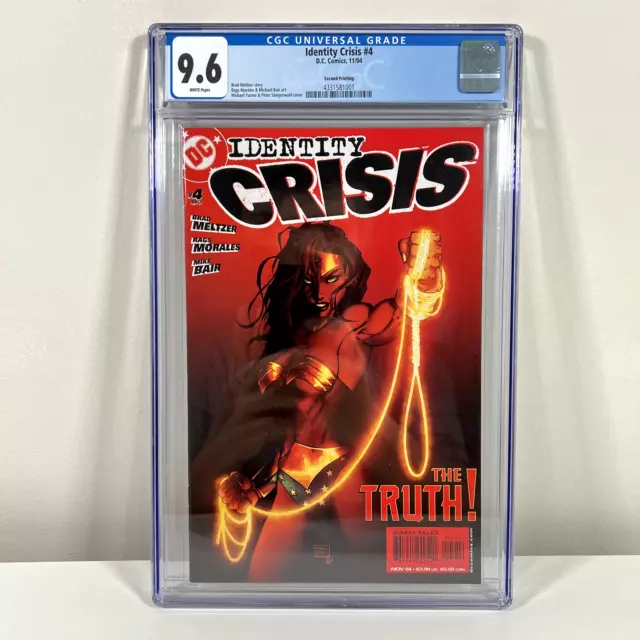 Identity Crisis #4 CGC 9.6 Red Turner Second Printing White Pages from DC Comics